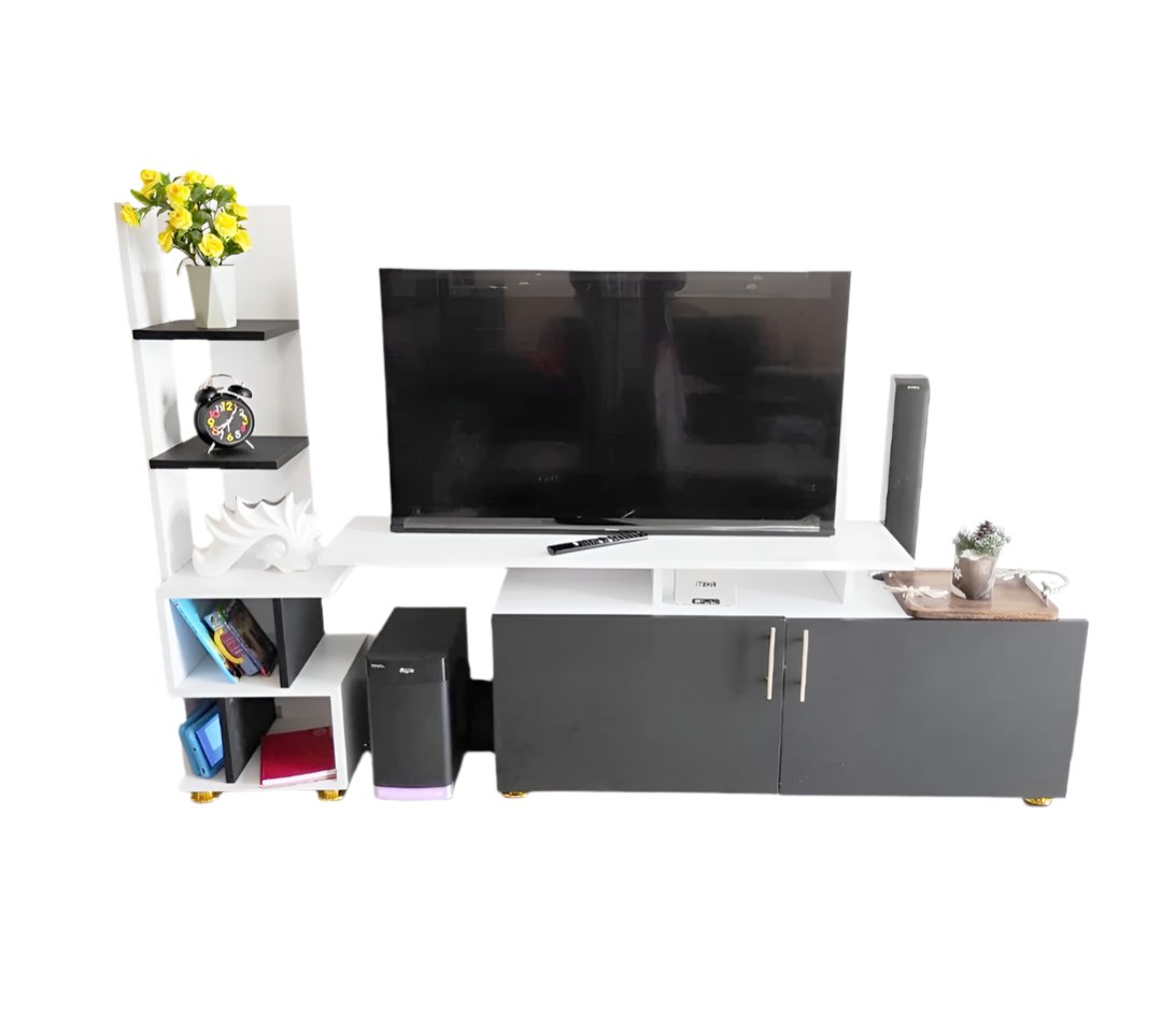 Lima Décor Modern TV Stand 2Pcs Set | Fits Up to 55 Inches TV | Elegant Design | Laminated MDF Boards