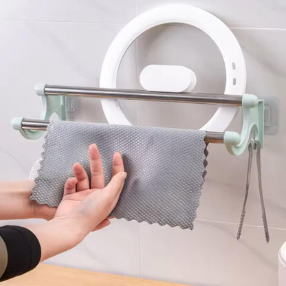 Punch-free Double Rod Towel Bar Traceless Wall Mounted Towel Rack