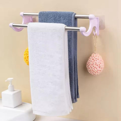 Punch-free Double Rod Towel Bar Traceless Wall Mounted Towel Rack