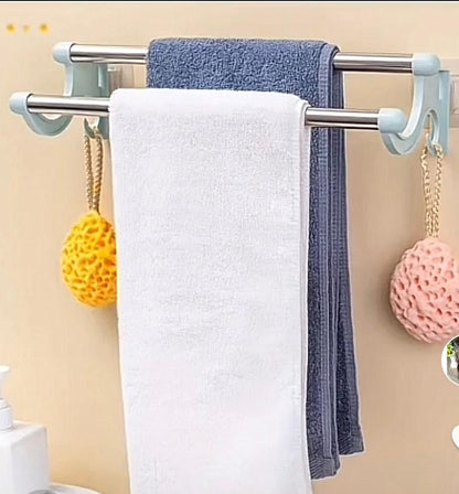 Punch-free Double Rod Towel Bar Traceless Wall Mounted Towel Rack