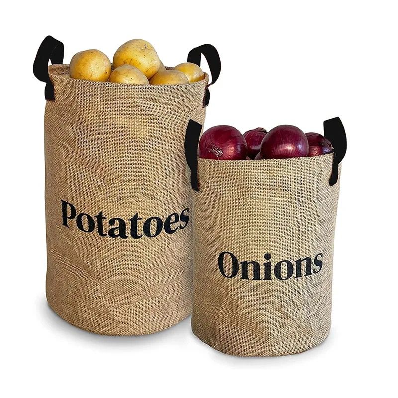 2pc Rustic Farmhouse Pantry Storage Baskets for Potatoes and Onions Set