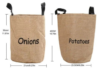 2pc Rustic Farmhouse Pantry Storage Baskets for Potatoes and Onions Set