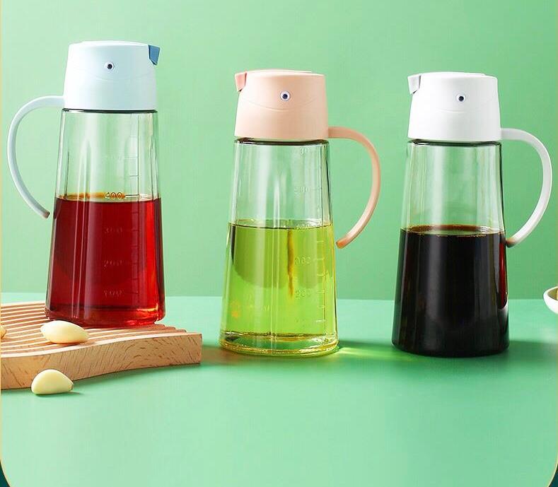 Glass Oil Can | 630ml Capacity | Elegant Glass Design | Ideal for Kitchen and Dining Use| Easy Clean Oil Can