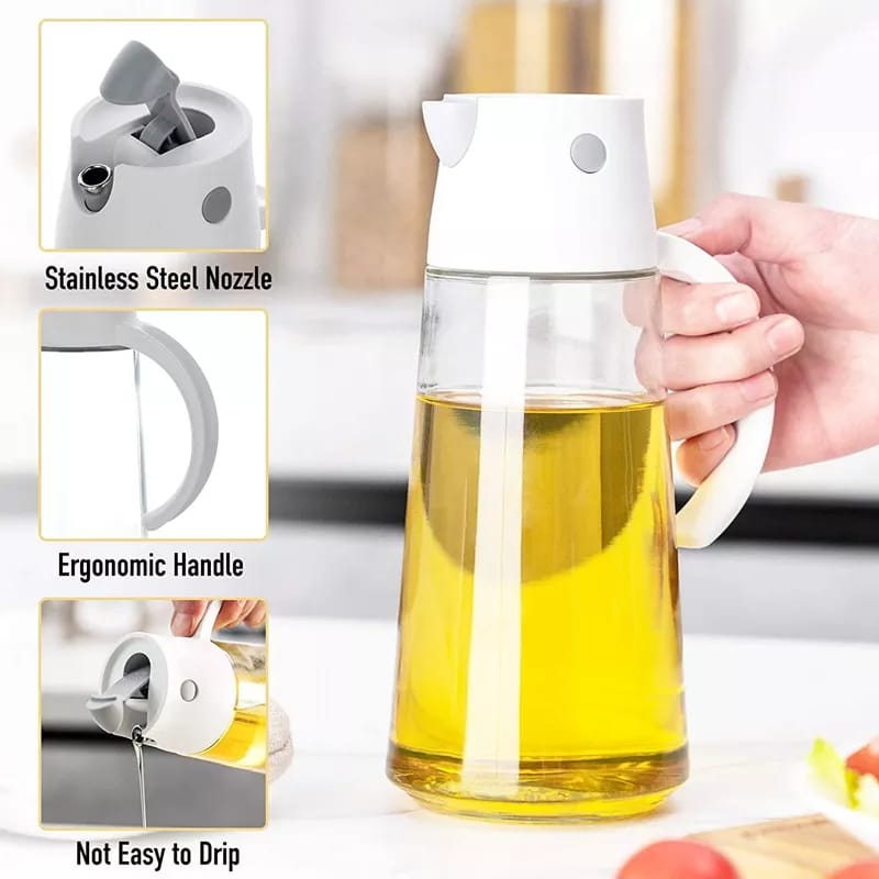 Glass Oil Can | 630ml Capacity | Elegant Glass Design | Ideal for Kitchen and Dining Use| Easy Clean Oil Can