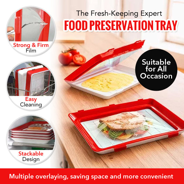 Food Preservation Clever Tray | Innovative Design for Freshness | Ideal for Fruits, Vegetables, and Leftovers|Food Plastic Preservation Tray|Reusable Food Trays