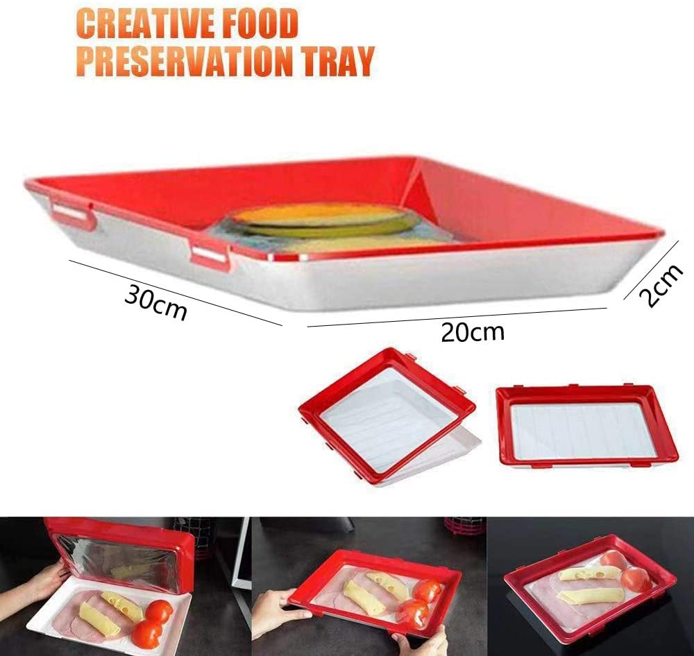 Food Preservation Clever Tray | Innovative Design for Freshness | Ideal for Fruits, Vegetables, and Leftovers|Food Plastic Preservation Tray|Reusable Food Trays