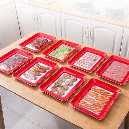 Food Preservation Clever Tray | Innovative Design for Freshness | Ideal for Fruits, Vegetables, and Leftovers|Food Plastic Preservation Tray|Reusable Food Trays