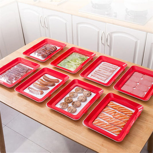 Food Preservation Clever Tray | Innovative Design for Freshness | Ideal for Fruits, Vegetables, and Leftovers|Food Plastic Preservation Tray|Reusable Food Trays