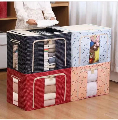 Multipurpose Storage Box | 60 x 40 x 43 cm | Waterproof & Moisture-Proof | Oxford Fabric with Steel Frames | Available in Pink, Blue, White