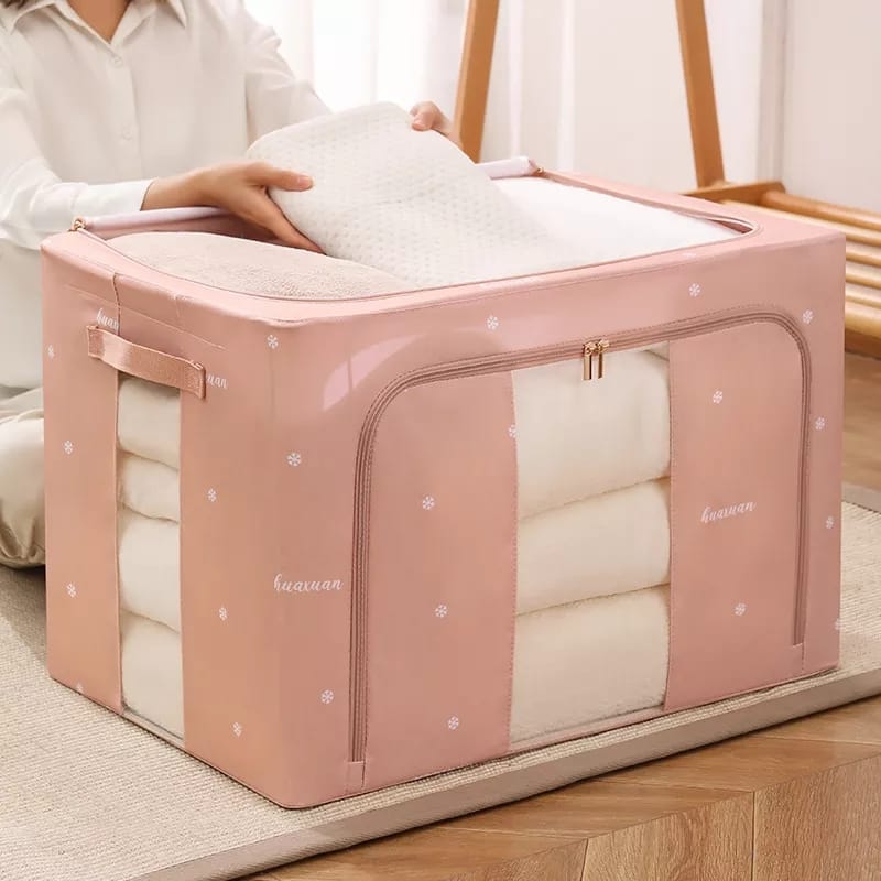 Multipurpose Storage Box | 60 x 40 x 43 cm | Waterproof & Moisture-Proof | Oxford Fabric with Steel Frames | Available in Pink, Blue, White