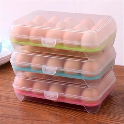 Plastic 15 Grid Egg Holder | Stackable Refrigerator Egg Storage | Durable and Space Saving