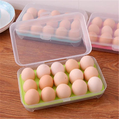 Plastic 15 Grid Egg Holder | Stackable Refrigerator Egg Storage | Durable and Space Saving