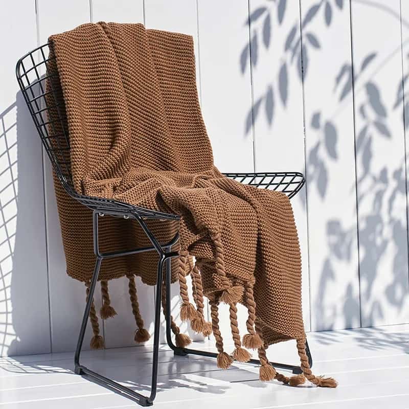 Cozy Tassel Knit Throw Blanket