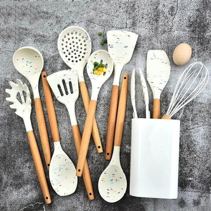 Unique White Marble Silicone Spoon Set | Heat Resistant & Non Scratch Kitchen Utensils | Elegant Kitchen Tools