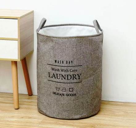 Collapsible Laundry Basket | 52cm x 42cm | Durable Cotton Linen with Waterproof Coating