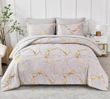 Luxury Gold Marble Texture Foil Style Duvet Cover Set | 6x6 & 6x7 Sizes | High Quality Fabric | Includes Bedsheet & 2 Pillowcases