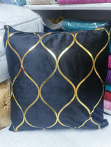 18" by 18" Decorative Gold Striped Velvet Cushion Covers | Stylish Printed Patterns | Home Decor