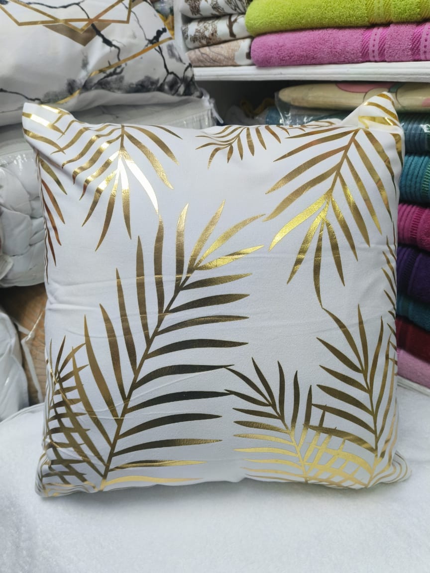 18" by 18" Decorative Gold Striped Velvet Cushion Covers | Stylish Printed Patterns | Home Decor