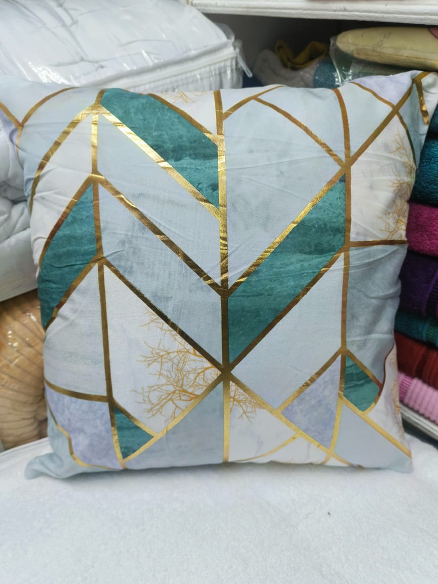 18" by 18" Decorative Gold Striped Velvet Cushion Covers | Stylish Printed Patterns | Home Decor