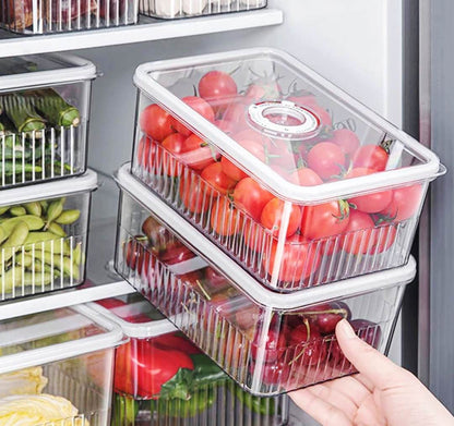 Acrylic Fridge Storage Containers |  Clear | Durable Transparent Organizers for Fridge & Pantry | Space-Saving Food Storage