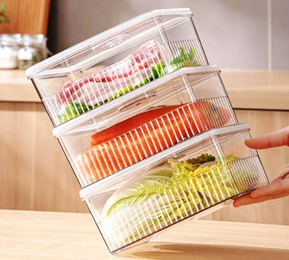 Acrylic Fridge Storage Containers |  Clear | Durable Transparent Organizers for Fridge & Pantry | Space-Saving Food Storage