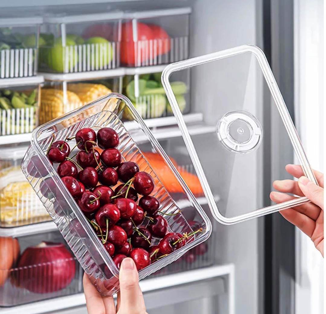 Acrylic Fridge Storage Containers |  Clear | Durable Transparent Organizers for Fridge & Pantry | Space-Saving Food Storage