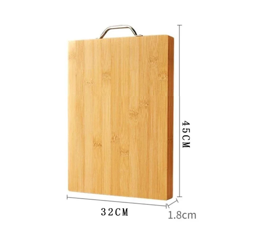 Bamboo Chopping Board with Metallic Handle | 45cm Rectangular Cutting Board for Safe Food Prep