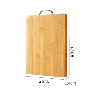 Bamboo Chopping Board with Metallic Handle | 45cm Rectangular Cutting Board for Safe Food Prep