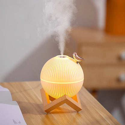 Lark Bird Ultrasonic Portable Air Humidifier Diffuser Maker Atomizer for Home/Office | 330ml USB Rechargeable with Wooden Stand