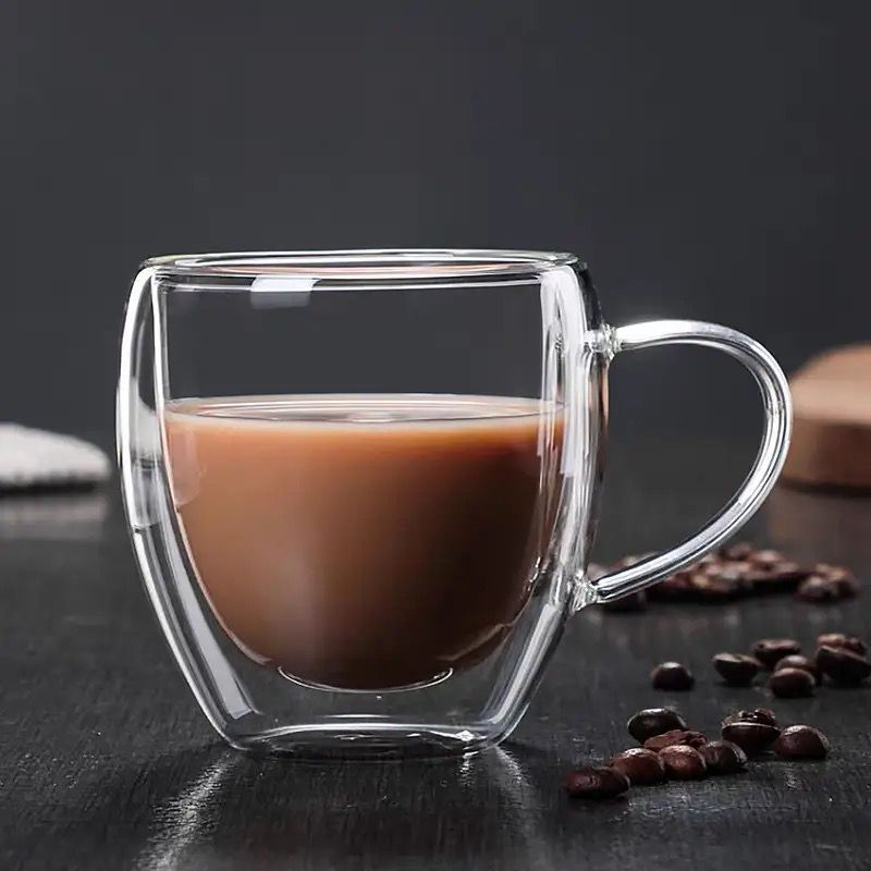 350 ml Double Wall Cup | Insulated Glass Coffee Mug | Keeps Drinks Hot & Cold