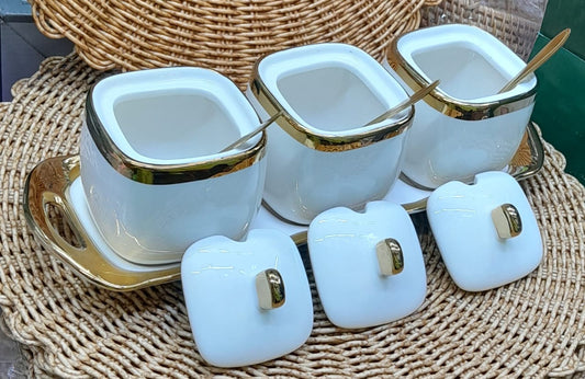 Square Ceramic Canisters | Stylish and Functional | Ideal for Sugar, Coffee, Tea, and Spices