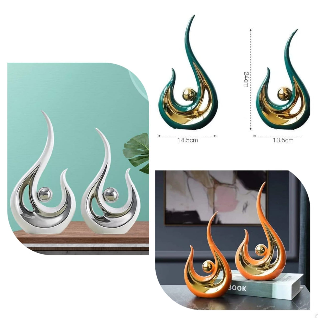 2in1 Ceramic Decor | Elegant & Versatile Home Accessory | Living Room & Office Desk Decoration | Available in Orange, White, Green