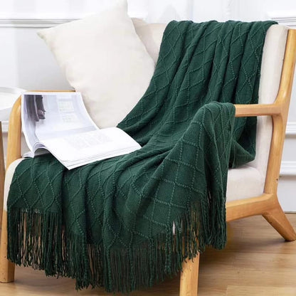 High Quality Knitted Throw Blankets | Soft Acrylic Cashmere Decorative Blanket for Sofa and Bed | 130 x 230 cm