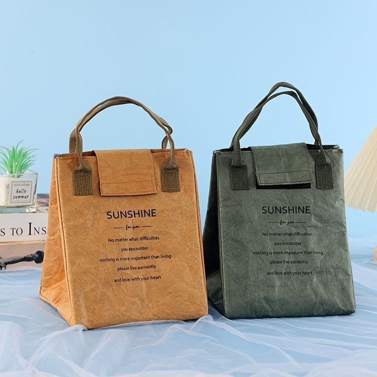 Sunshine Thermal Insulated Lunch Bag | Compact and Lightweight | Available in Brown, Green, Grey | 19x17x24 cm