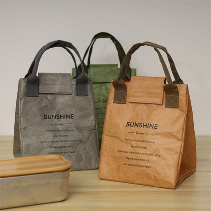 Sunshine Thermal Insulated Lunch Bag | Compact and Lightweight | Available in Brown, Green, Grey | 19x17x24 cm