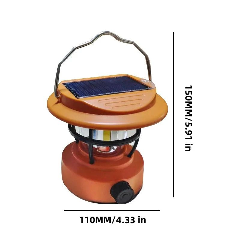 MultiMode Solar Rechargeable Camping Light | 1200mAh to 6000mAh Battery | Solar, USB, & Hand Crank Charging | Up to 10 Hours of Light | 200-600 Lumens | Waterproof & Compact