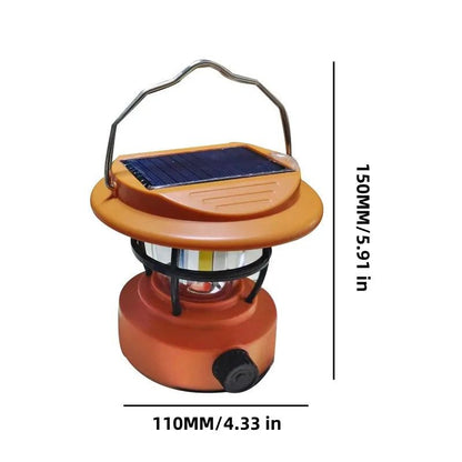 MultiMode Solar Rechargeable Camping Light | 1200mAh to 6000mAh Battery | Solar, USB, & Hand Crank Charging | Up to 10 Hours of Light | 200-600 Lumens | Waterproof & Compact