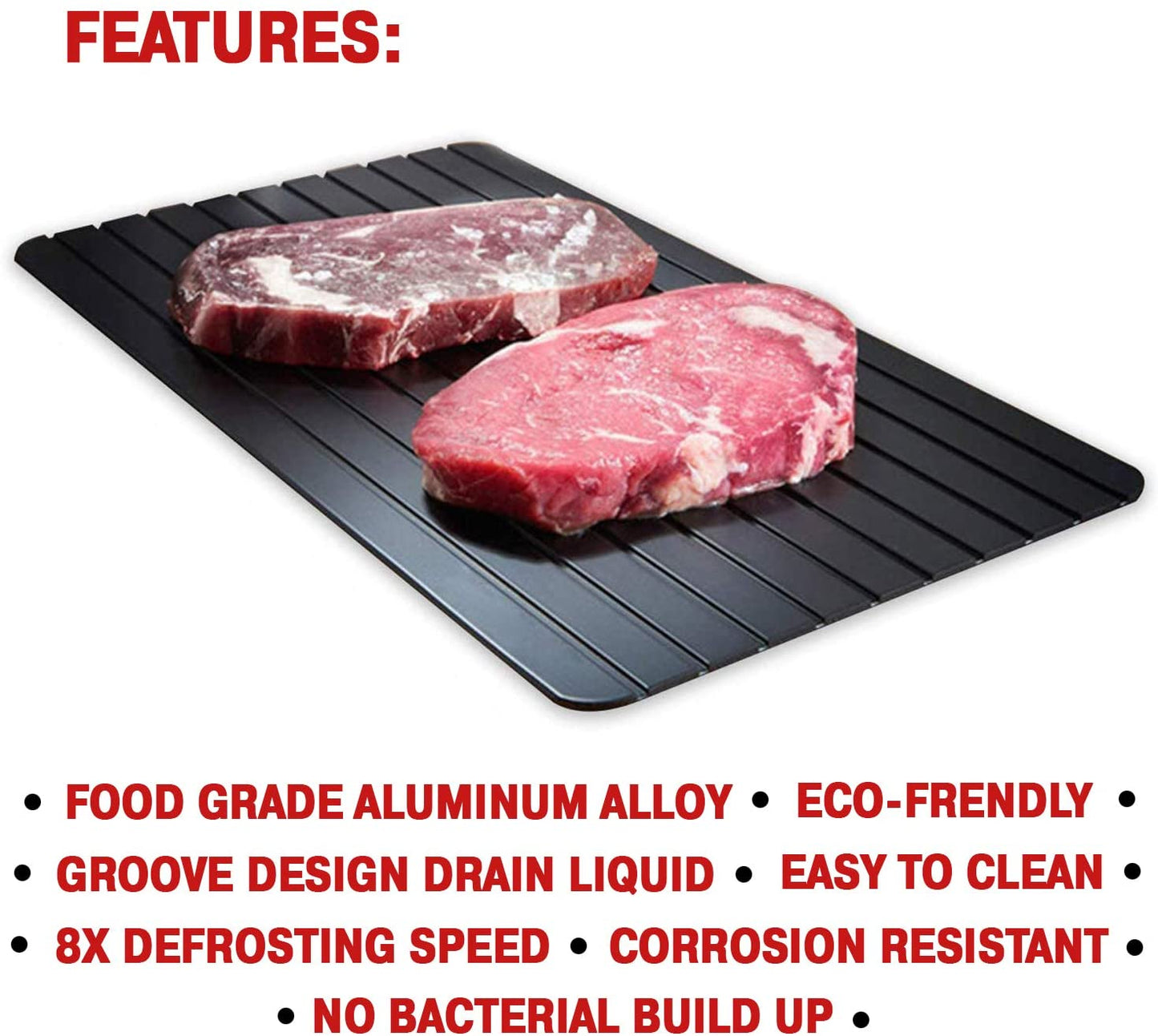 Defrost Tray  Nonstick, Fast Defrosting Kitchen Tool | 35.5cm x 20.5cm | Defrosting Meats, Poultry, Fish, And Vegetables