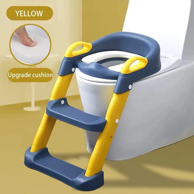 Kids Seat Toilet Trainer | Step Up Toilet Reducer | Fun Toilet Training | Navy & Sky Blue