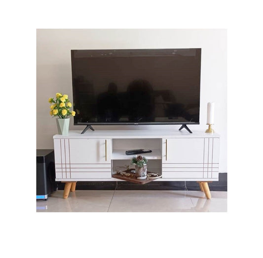 Sydney 4ft TV Stand | Wooden with Cabinets | White Color | 120x30x56 cm (47.2 x 11.8 x 22 inches)