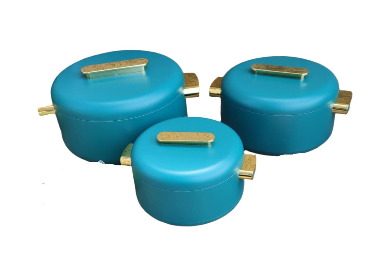 3 Piece Luxurious Insulated Hotpots Set | Stainless Steel with High Quality Insulation | Blue, Red, Bronze