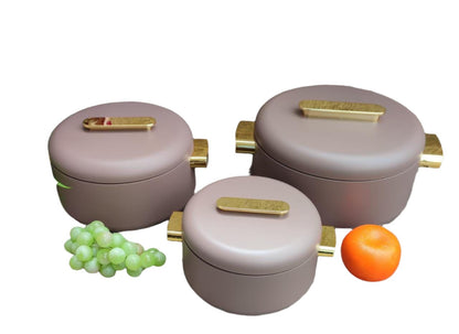 3 Piece Luxurious Insulated Hotpots Set | Stainless Steel with High Quality Insulation | Blue, Red, Bronze