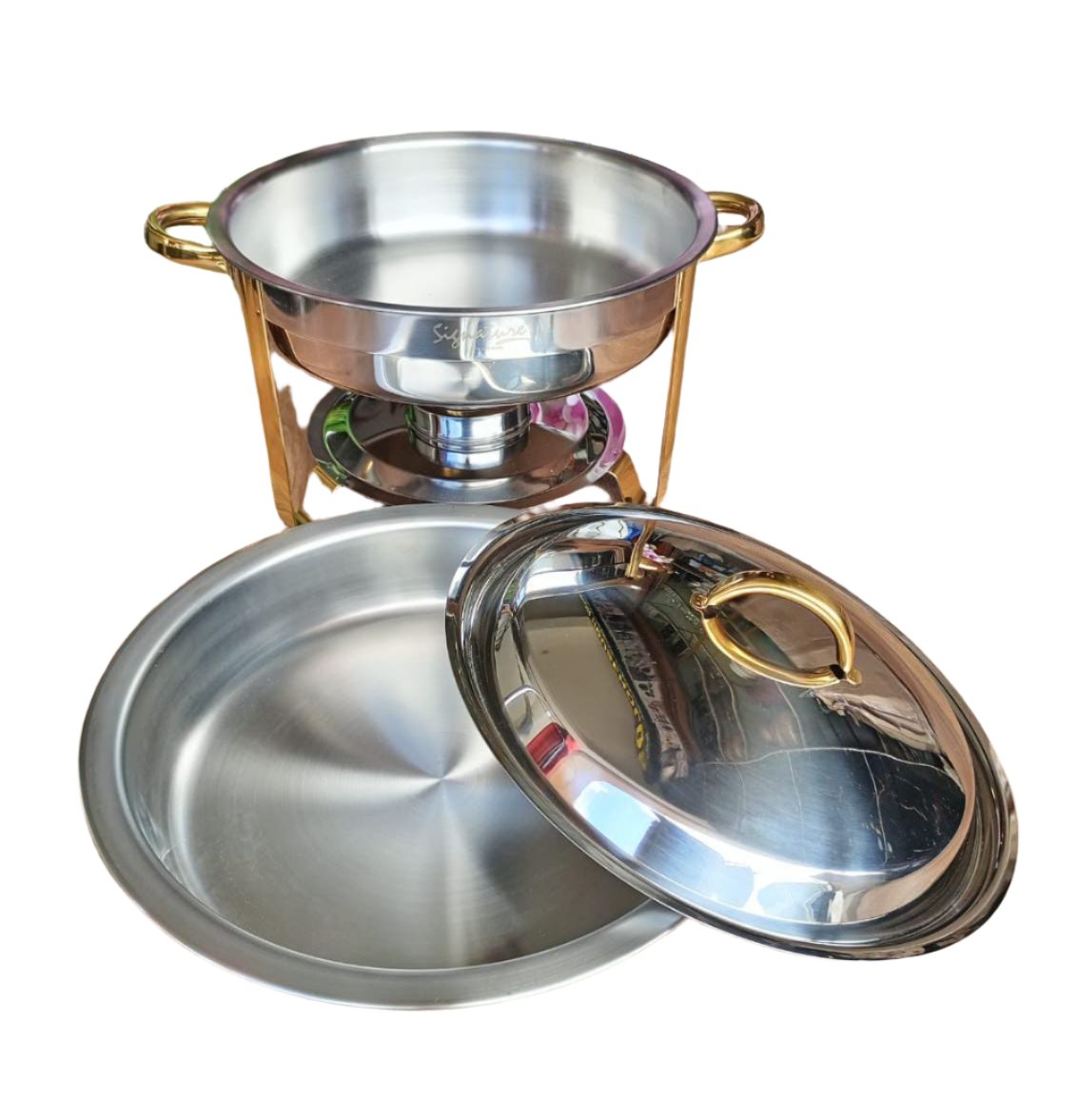 5.0L - Oval Cheffing Dish with Golden Stand