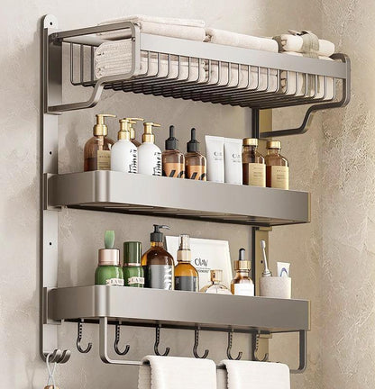 Space-Saving  50cm Multipurpose 3-Tier Compact Towel Organizer Rack for Bathroom, Kitchen, Laundry – Wall-Mounted (19.7 inches)