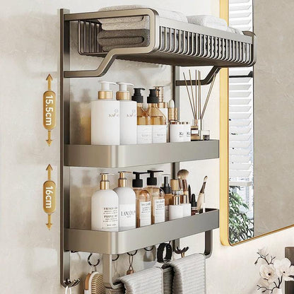 Space-Saving  50cm Multipurpose 3-Tier Compact Towel Organizer Rack for Bathroom, Kitchen, Laundry – Wall-Mounted (19.7 inches)