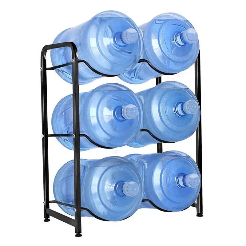 6 Water Bottle Holder Rack | Heavy Duty Carbon Steel Storage for 3 Gallon & 5 Gallon Water Jugs