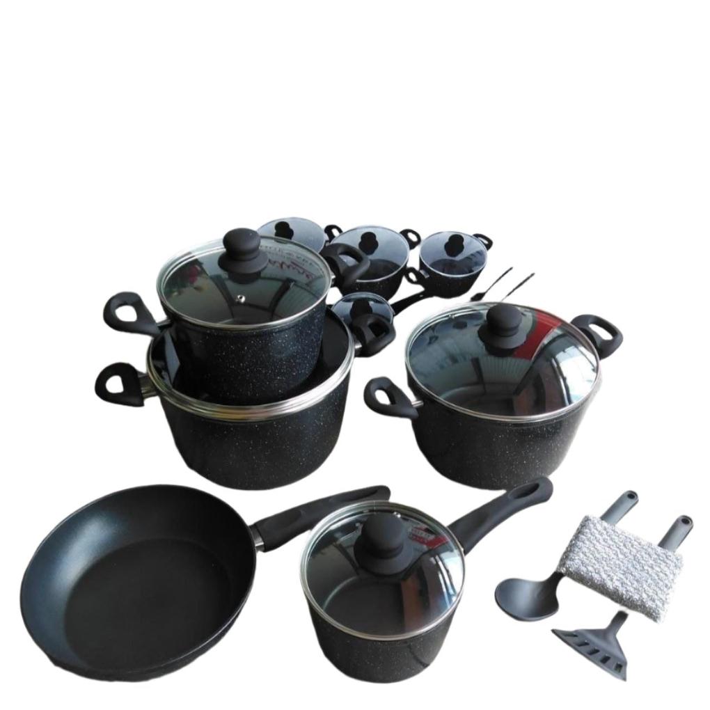 Signature 12 Piece Cookware Set | Black Granite Nonstick Cookware for Easy Cooking