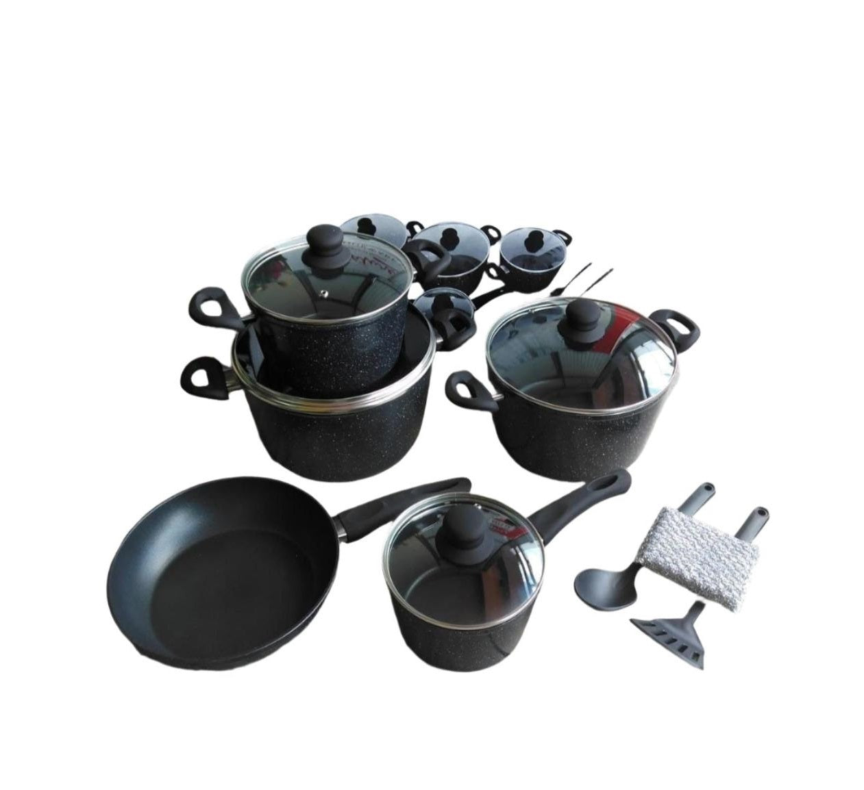 Signature 12 Piece Cookware Set | Black Granite Nonstick Cookware for Easy Cooking