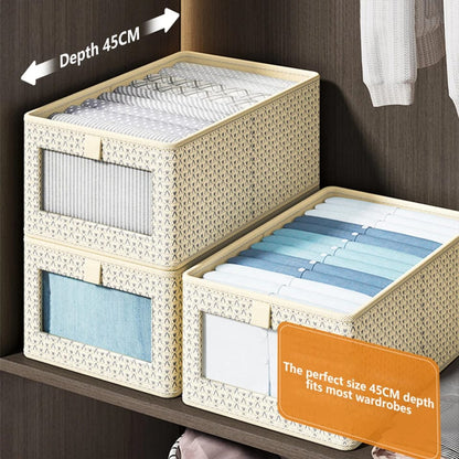 Non-woven Foldable & Clothing Wardrobe Visible Closets Clothing Storage Organizers| T-shirts Trousers Toys Bedroom Drawer Organizers| Machine Washable  44cm x 30cm x 20cm {Beige}