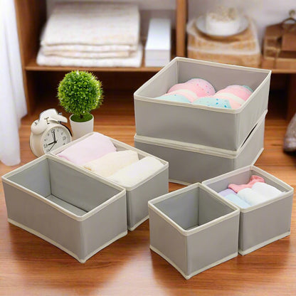 Foldable Non-woven Fabric  Underwear Storage Box| Six-piece Set Socks | Bra Panty Drawer Organizer Box Foldable Storage Box| Drawer Wardrobe Storage Organizer